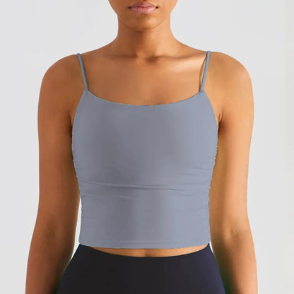 Treningstopp for dame – Sexy yoga-vest med folder, push-effekt og integrerte innlegg