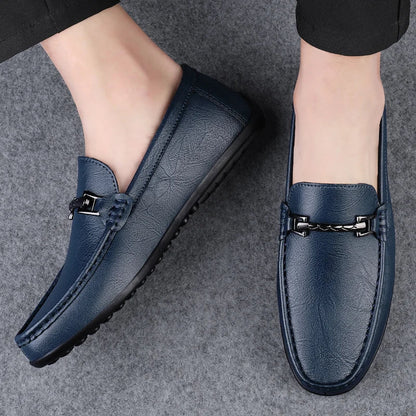 Herre Loafers i Ekte Skinn – Håndlagde Slip-on Mokasiner med Myk Såle