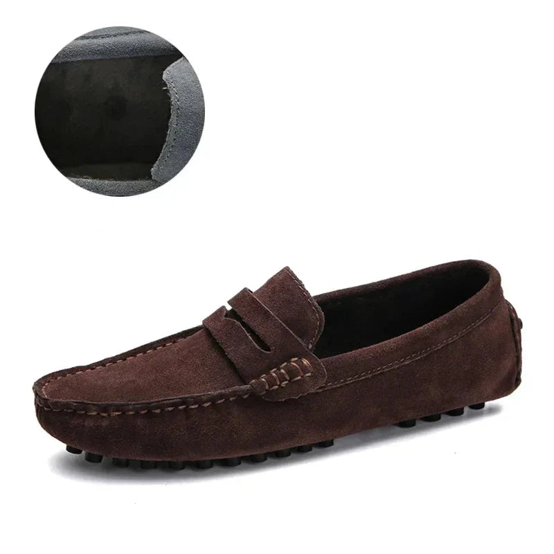Herresko i Ekte Skinn – Komfortable Mokasiner i Størrelse Opptil 49, Slip-On og Perfekte til Fritid eller Bilkjøring