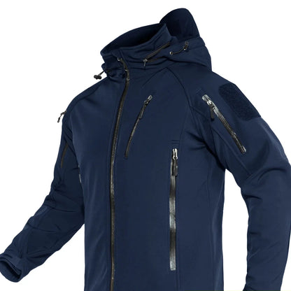 Softshell Jakke med Hette – Vanntett &amp; Vindtett | Varm Fleecefôret Herrejakke til Tur &amp; Hverdag