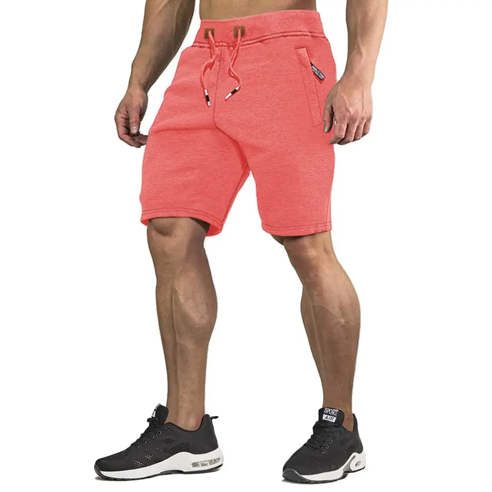 Sommerens Bomullsshorts for Menn – Joggers med Elastisk Liv og Glidelåslommer