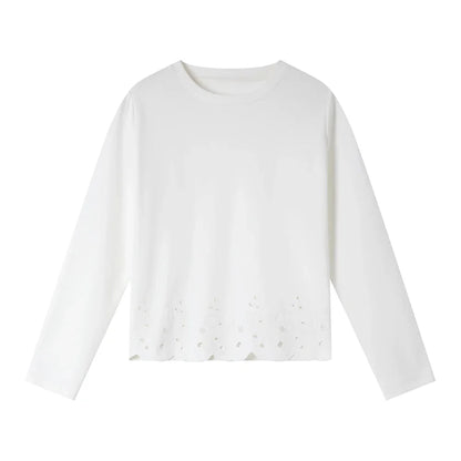 Basic T-skjorte til Dame – Med Brodert Hem &amp; Elegant Hverdagsstil