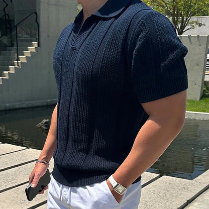 Sommer Polo T-skjorte til Herre – Slim Fit Strikket Mesh, Kortermet