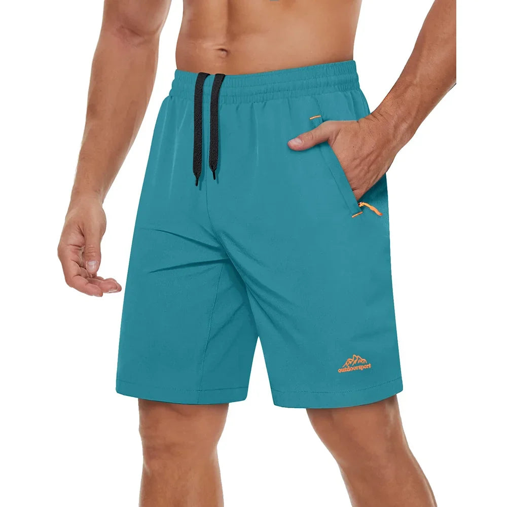 Hurtigtørkende Treningsshorts for Herre – Sommershorts med Glidelåslommer til Løping, Gym og Tur