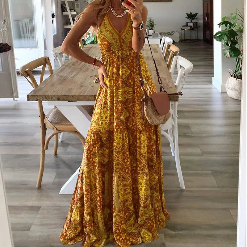 Maxikjole med boho-mønster