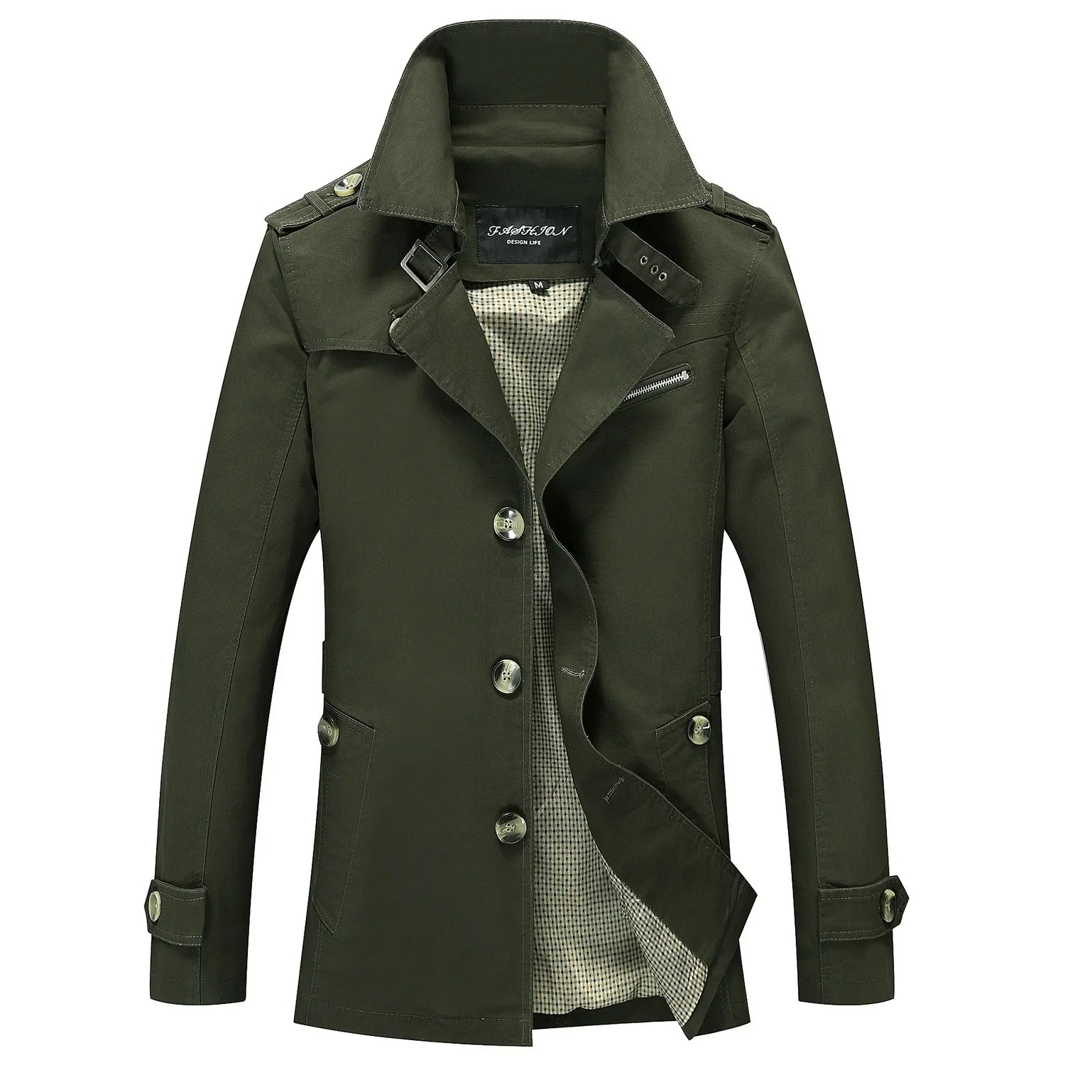 Moteriktig lang trenchcoat for menn