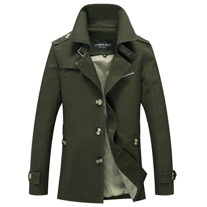 Moteriktig lang trenchcoat for menn