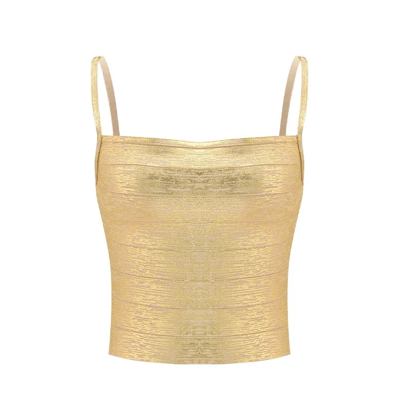 Korsettinspirert Crop Top til Dame – Spagettistropper og Firkantet Utringning