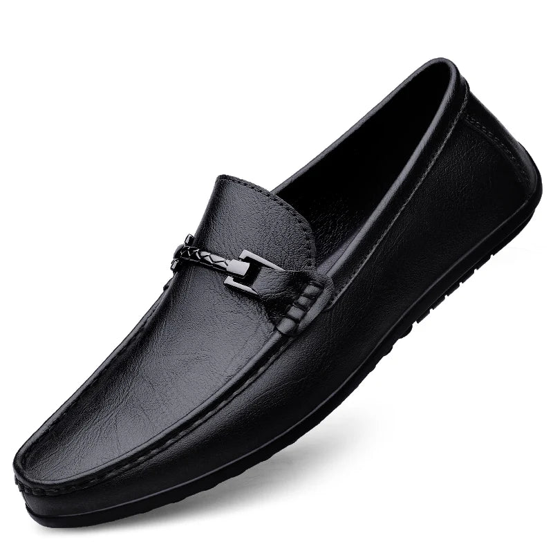 Herre Loafers i Ekte Skinn – Håndlagde Slip-on Mokasiner med Myk Såle – blå