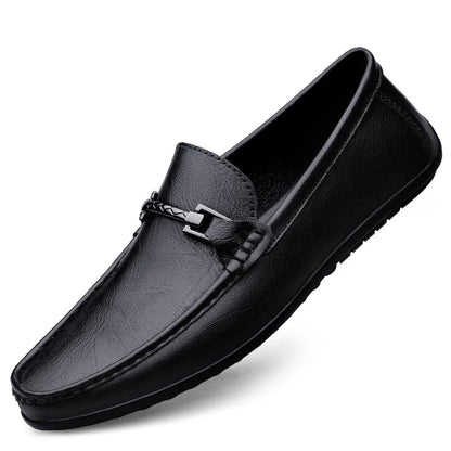 Herre Loafers i Ekte Skinn – Håndlagde Slip-on Mokasiner med Myk Såle – blå