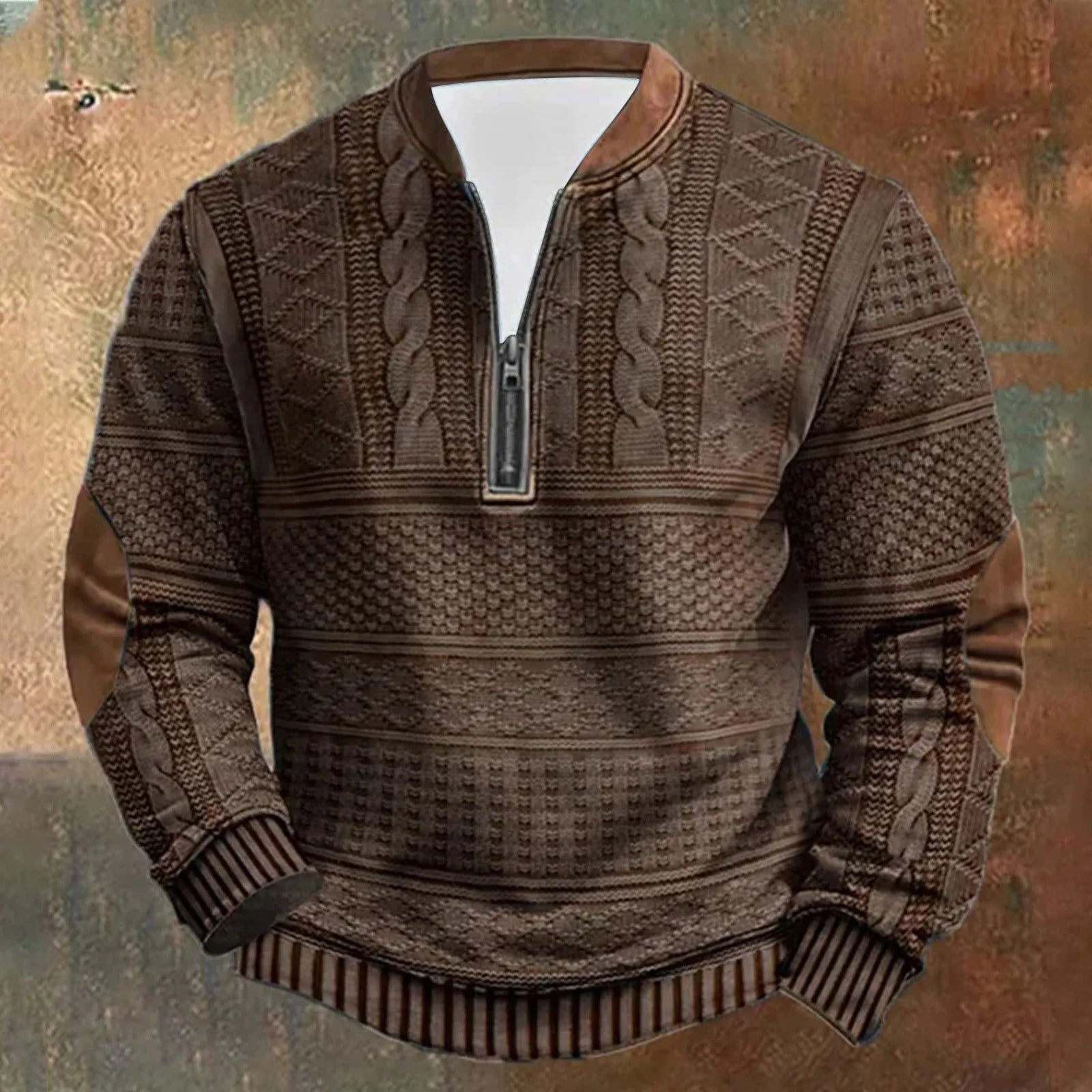 Trendy Oversized Genser for Menn – Langermet Pullover med Høy Krage | Varm og Stilren Vintergenser uten Hette