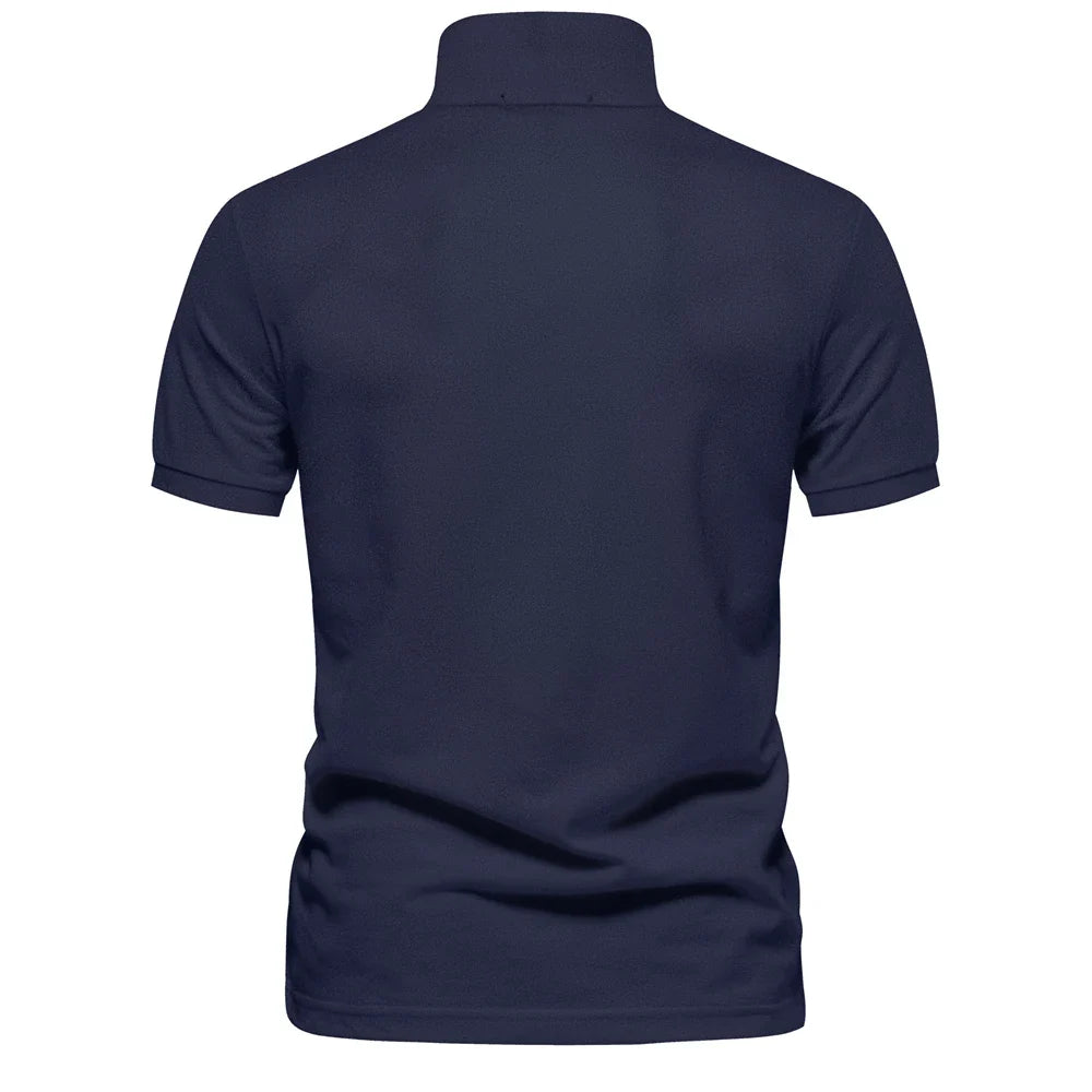 Klassisk Pique Polo for Herre – Kortermet i Bomull, Ensfarget og Perfekt til Sommeren
