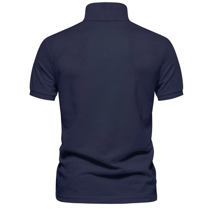 Klassisk Pique Polo for Herre – Kortermet i Bomull, Ensfarget og Perfekt til Sommeren