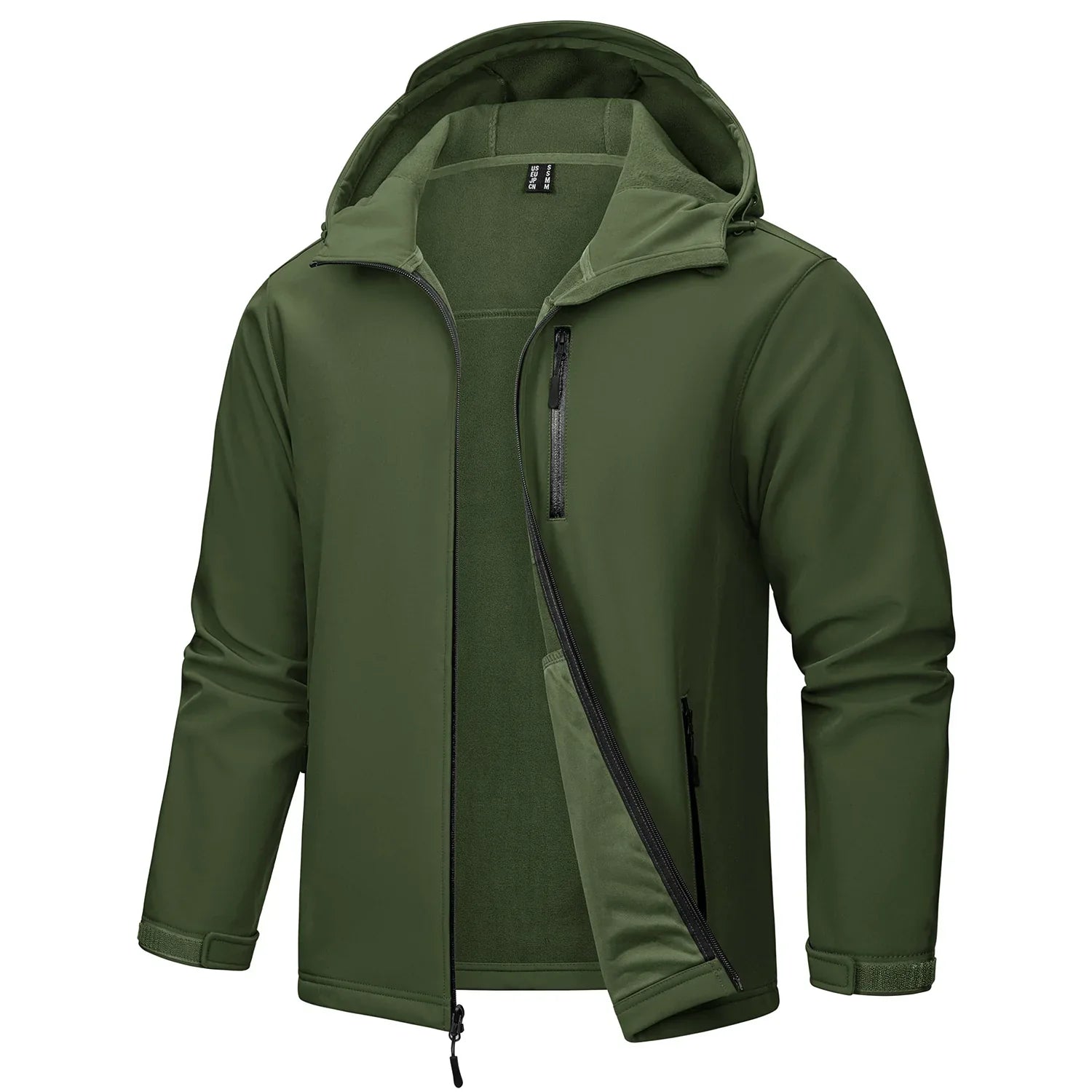 Softshell Jakke med Hette – Vanntett &amp; Vindtett | Herrejakke med Fleecefôr til Friluft &amp; Arbeid