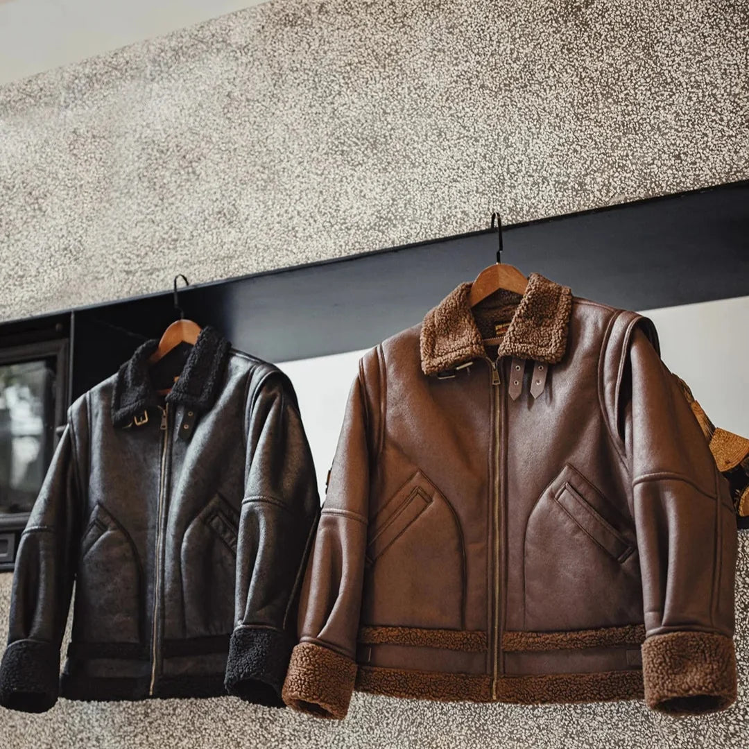Vintage B3 Bomberjakke til Herre – Fôret Skinnjakke med Fleece