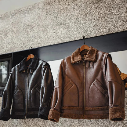 Vintage B3 Bomberjakke til Herre – Fôret Skinnjakke med Fleece
