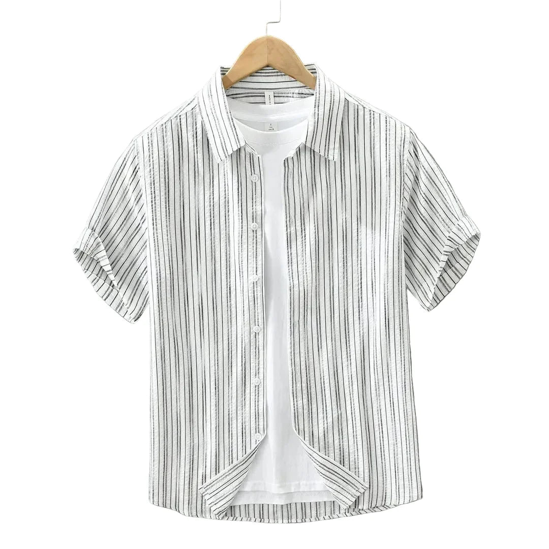 Stripete Kortermet Skjorte til Herre – Casual Sommerstil (Også Plus Size)
