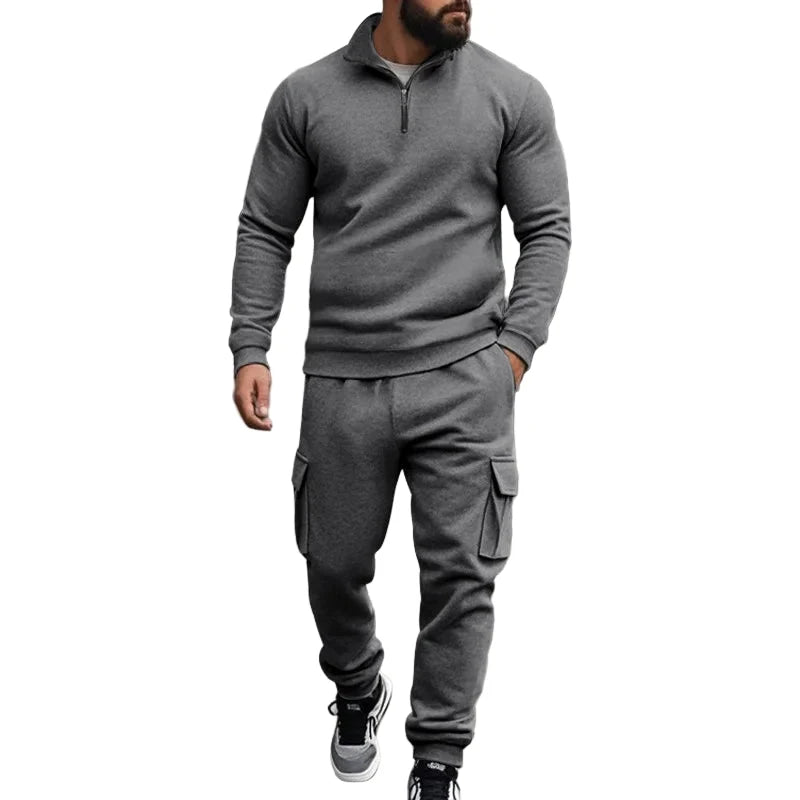 Herre Joggedress – Semi-zip Genser &amp; Fleecebukse | Slim Fit &amp; Komfortabel Vinterstil