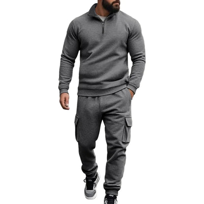 Herre Joggedress – Semi-zip Genser &amp; Fleecebukse | Slim Fit &amp; Komfortabel Vinterstil