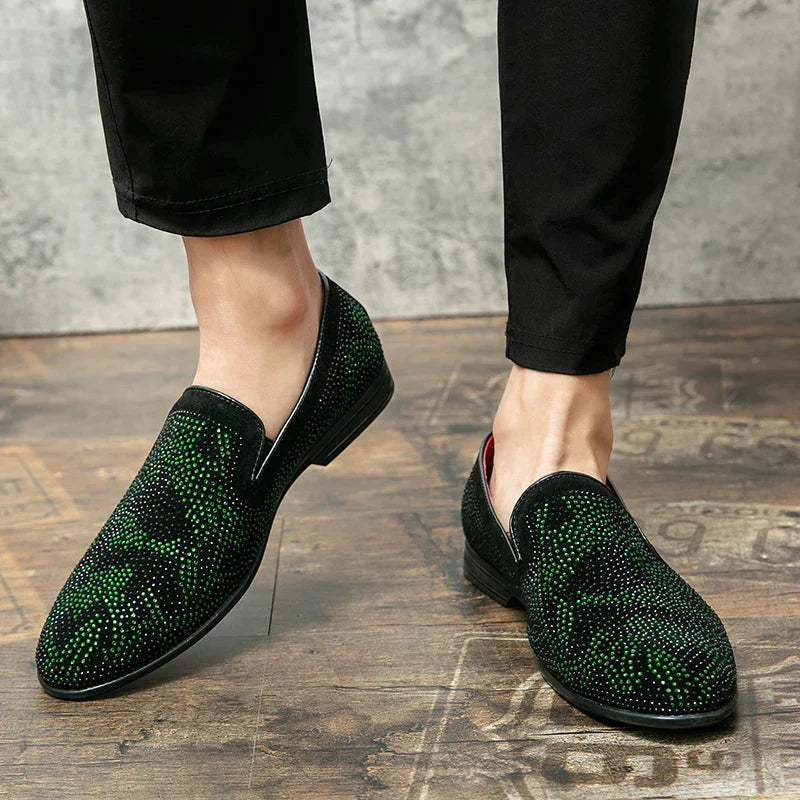 Loafers med rhinestone-utsmykning