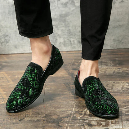 Loafers med rhinestone-utsmykning
