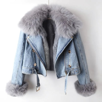 Jackie™️ | Elegance Denim &amp;amp; Fur Jacket