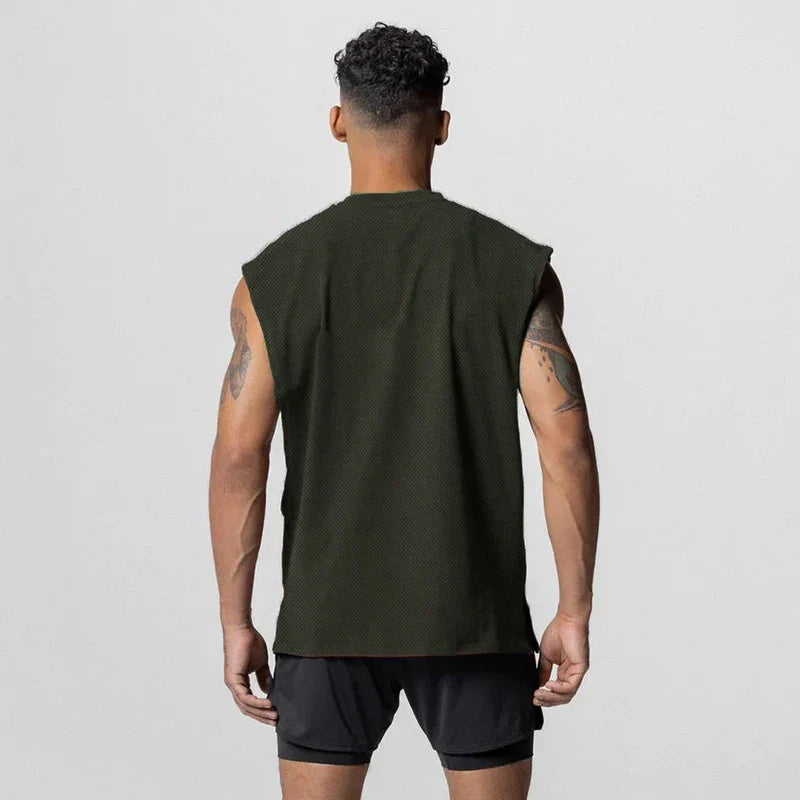 Sommer Singlet med Åpen Side – Mesh Treningstopp uten Ermer for Herre