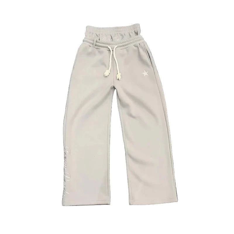 Unisex Joggebukser i Gotisk Streetwear-stil – Trendy Double Waist Track Pants | Retro Hip Hop Joggers i Bomull – S