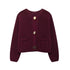 Klassisk Strikket Cardigan for Kvinner – Elegant Vintage Design med Knapper | Koreansk Inspirert Mote til Høst og Vår – Burgunder