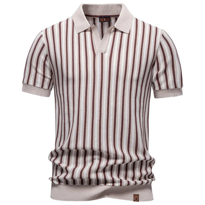 Stripet Ice Silk Polo T-skjorte til Herre – Sval &amp; Pustende Sommerstil
