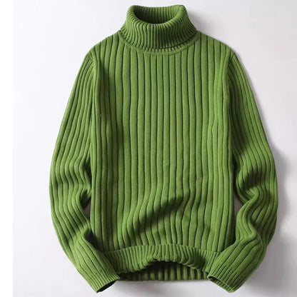 Høyhalset Genser for Menn – Tykk Strikkegenser i Ensfarget Design | Varm Vintergenser i Store Størrelser (opptil 4XL)