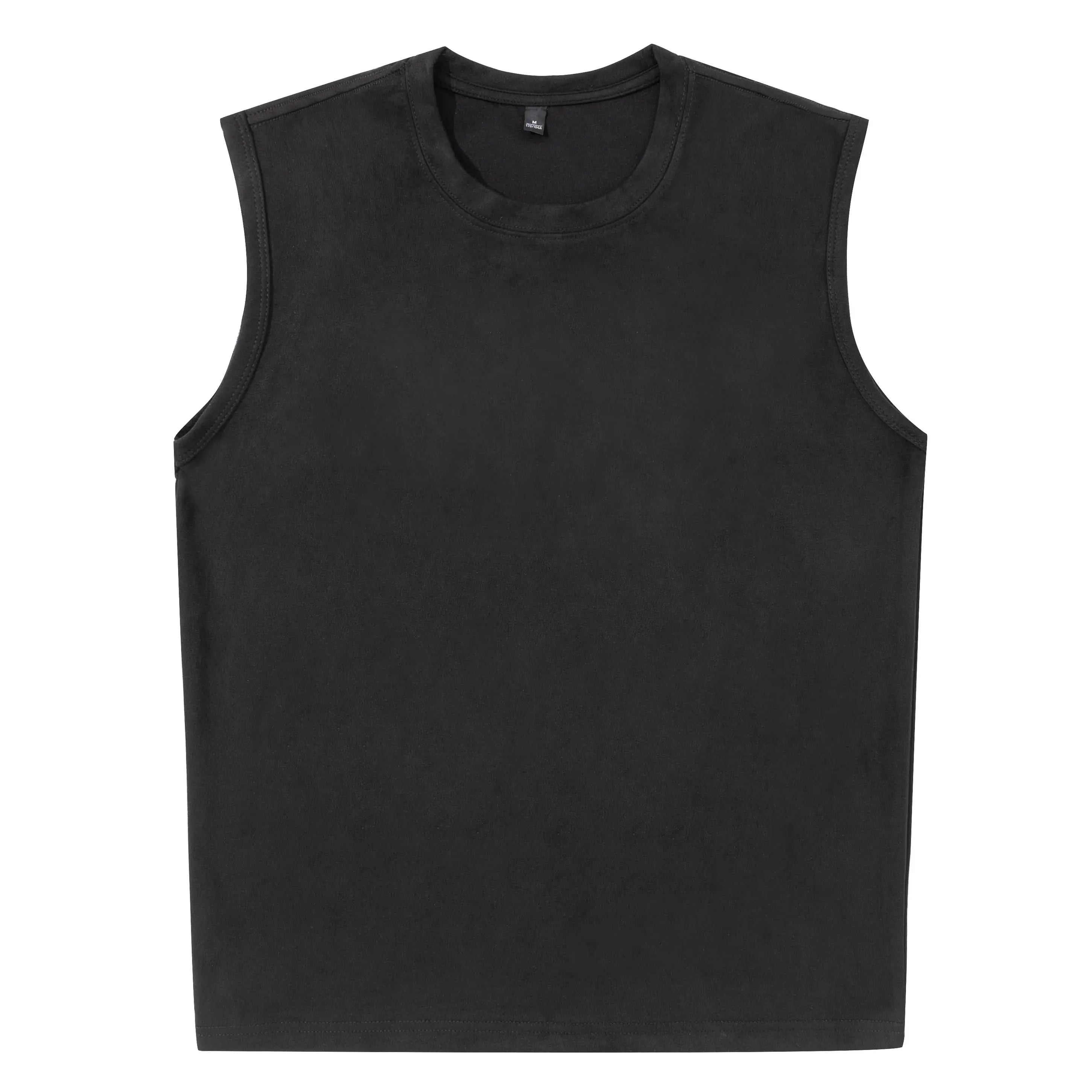 Ermeløs Topp til Herre – Faux Suede Singlet i Løs Vintage Stil
