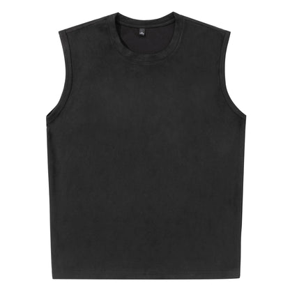 Ermeløs Topp til Herre – Faux Suede Singlet i Løs Vintage Stil