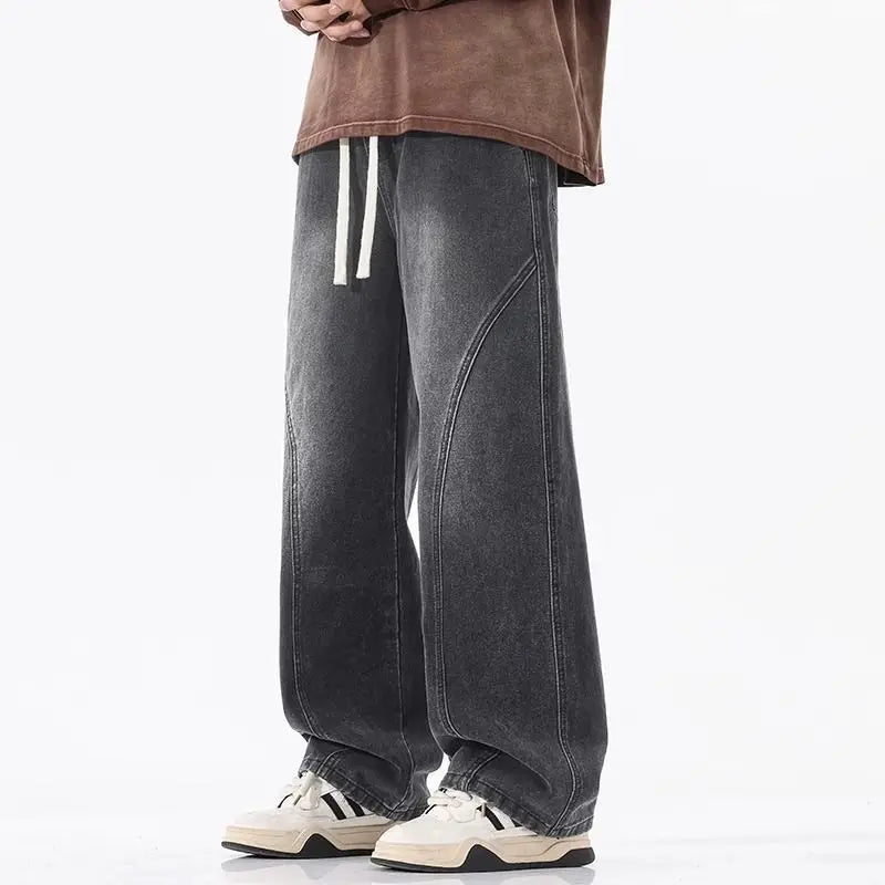 Retro Herrejeans – Løse, Rette Bukser i Amerikansk Stil | Casual Denim Bukser til Vår og Høst (2025) – black