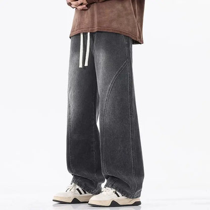 Retro Herrejeans – Løse, Rette Bukser i Amerikansk Stil | Casual Denim Bukser til Vår og Høst (2025) – black