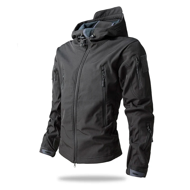 Softshell Taktisk Jakke – Vanntett &amp; Vindtett med Fleecefor | Herre Camouflage Hettejakke til Jakt &amp; Friluft