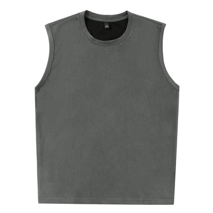 Ermeløs Topp til Herre – Faux Suede Singlet i Løs Vintage Stil