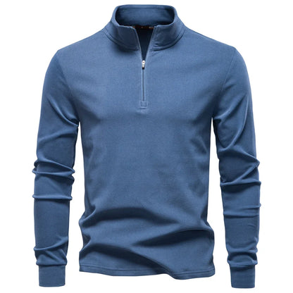 Herre Softshell Genser med Glidelås – Ensfarget Varm og Pustende Pullover | Komfortabel Streetwear Jakke til Høst og Vinter