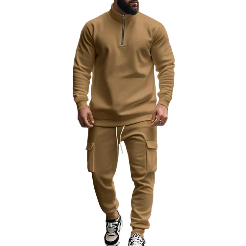 Herre Joggedress – Semi-zip Genser &amp; Fleecebukse | Slim Fit &amp; Komfortabel Vinterstil