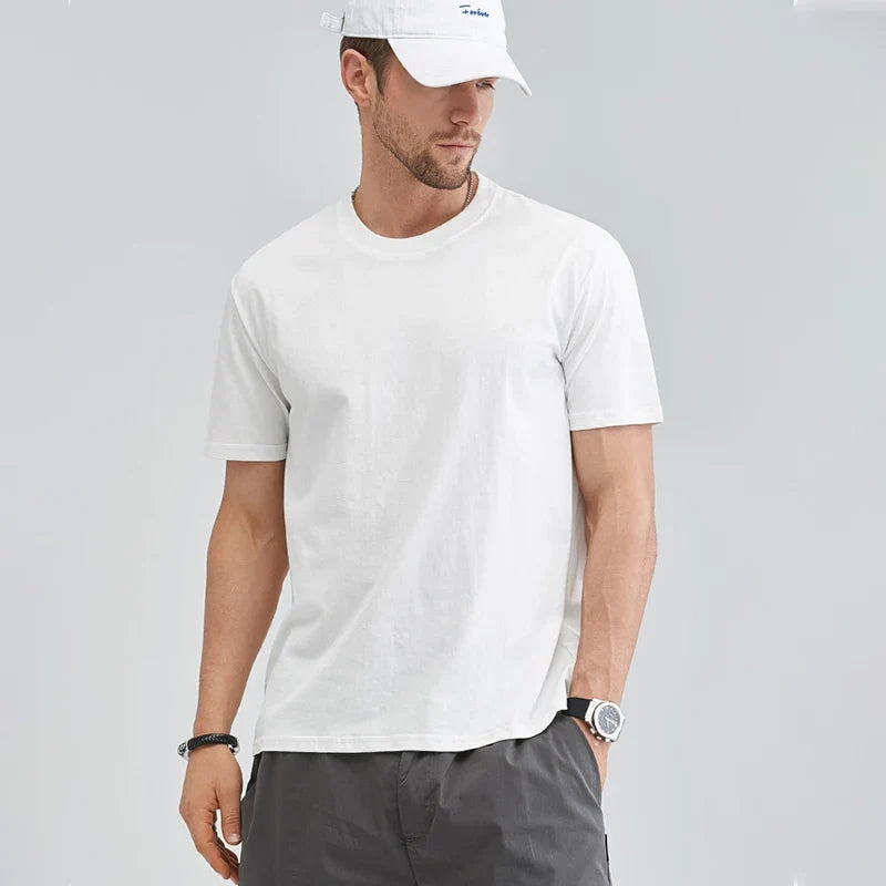 Klassisk Herre T-skjorte i 100 % Bomull – Myk og Komfortabel Basic Topp | Casual Hverdagsplagg i Store Størrelser (opptil 5XL)