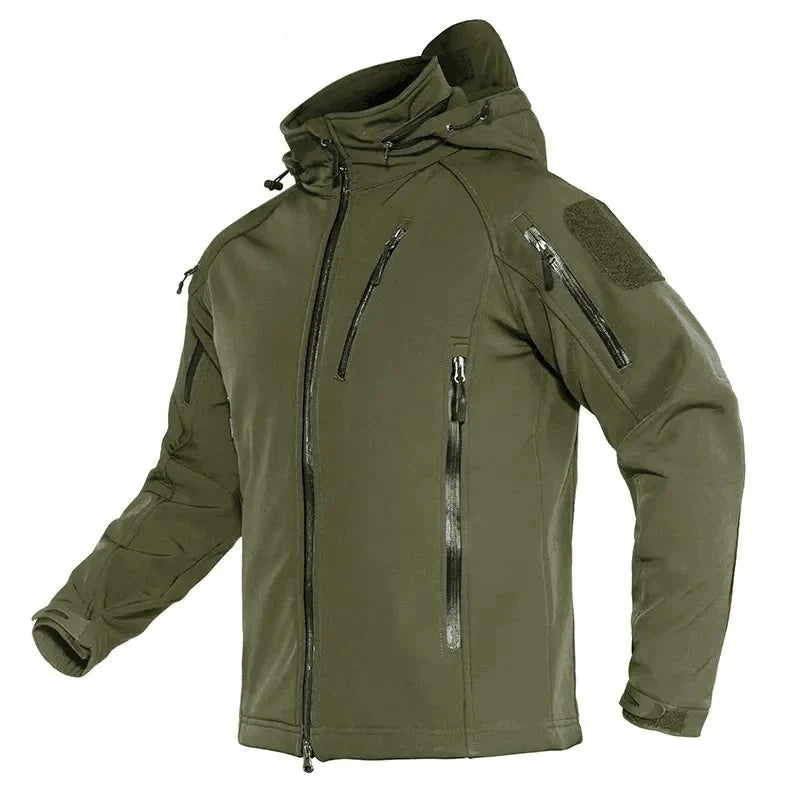 Softshell Jakke med Hette – Vanntett &amp; Vindtett | Varm Fleecefôret Herrejakke til Tur &amp; Hverdag