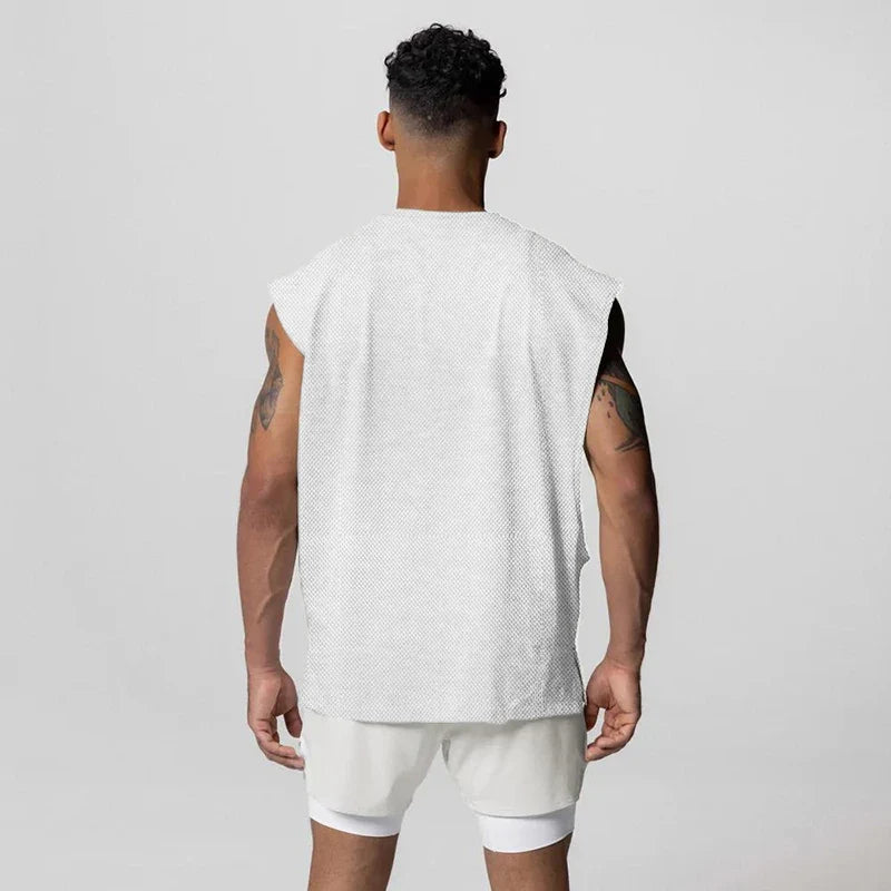 Sommer Singlet med Åpen Side – Mesh Treningstopp uten Ermer for Herre