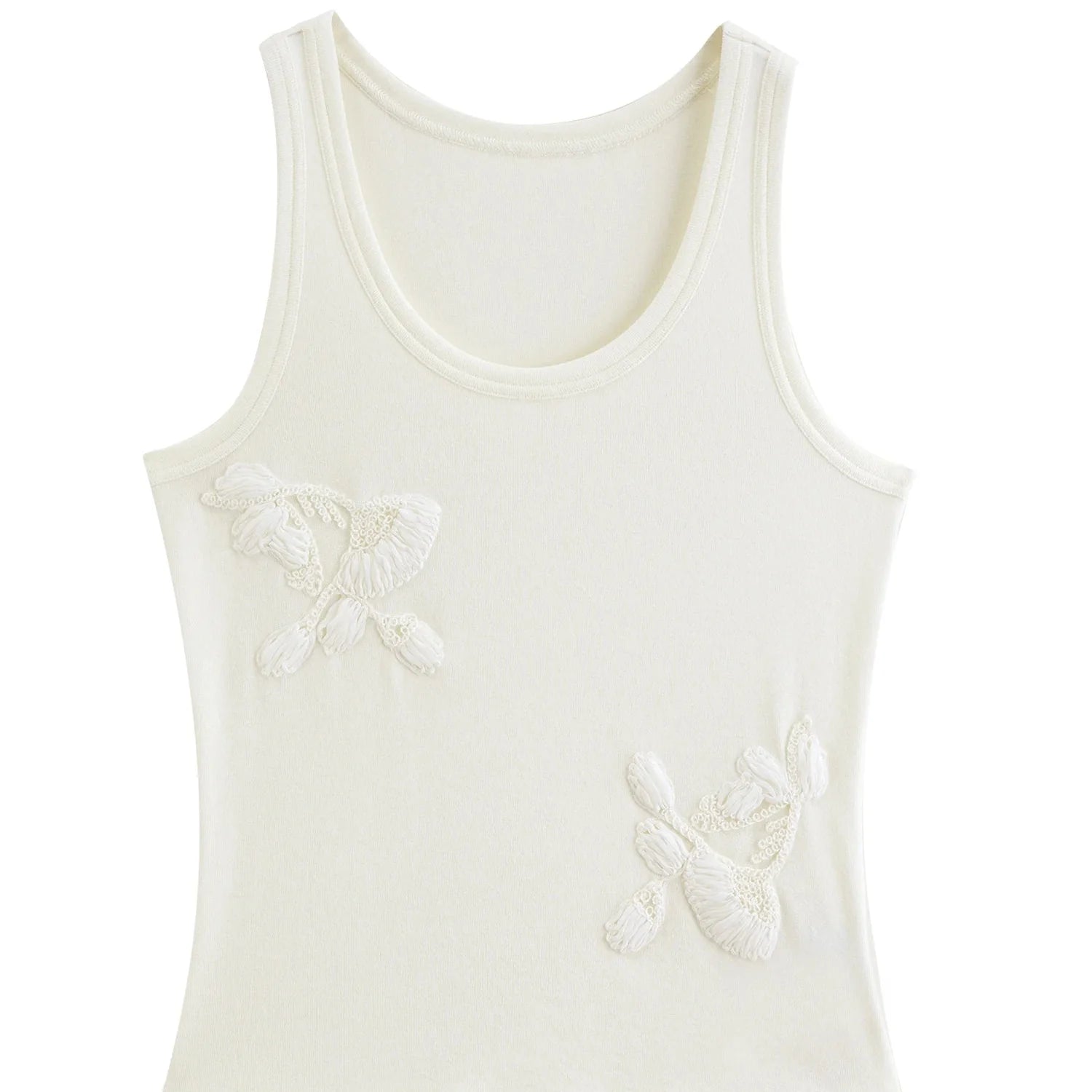 Strikket Camisole til Dame med 3D-Blomster – Elegant Sommertopp