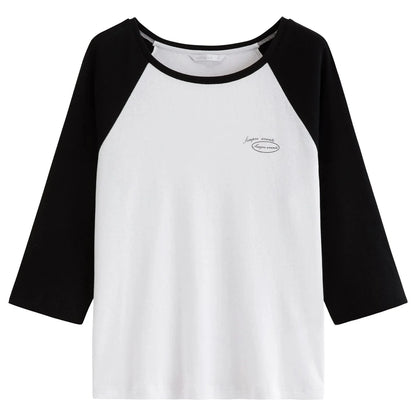 T-skjorte med Raglanermer til Dame – Color Block &amp; Avslappet Sommerstil