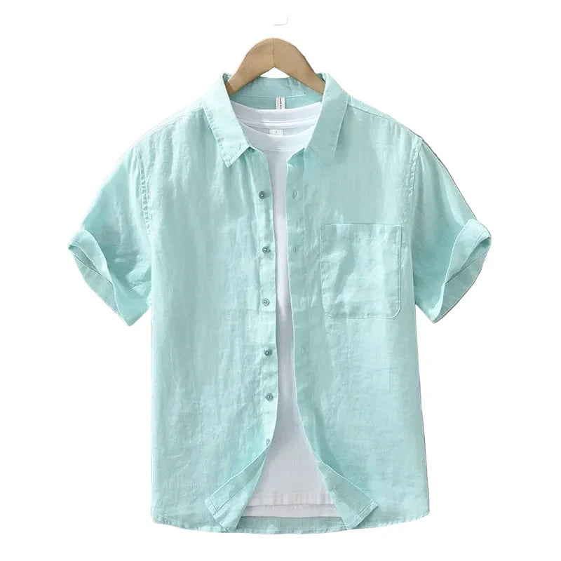 Linskjorte til Herre – 100% Lin, Kortermet &amp; Minimalistisk Sommerstil
