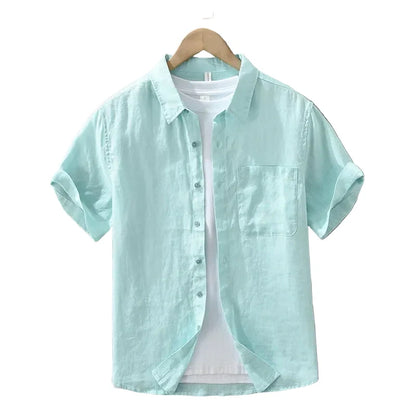 Linskjorte til Herre – 100% Lin, Kortermet &amp; Minimalistisk Sommerstil