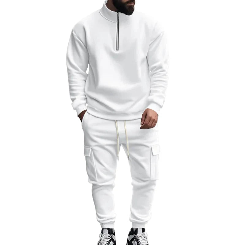 Herre Joggedress – Semi-zip Genser &amp; Fleecebukse | Slim Fit &amp; Komfortabel Vinterstil