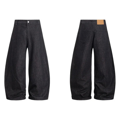 Unisex Wide Leg Jeans – Amerikansk Stil med Buet “Knife Cut”-Design | Trendy Løse Denim Bukser i High Street Look