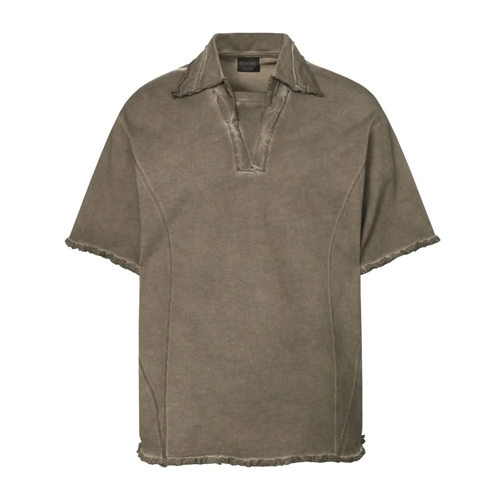 Retro Polo T-skjorte til Herre – Distressed Safari Stil &amp; Løs Passform