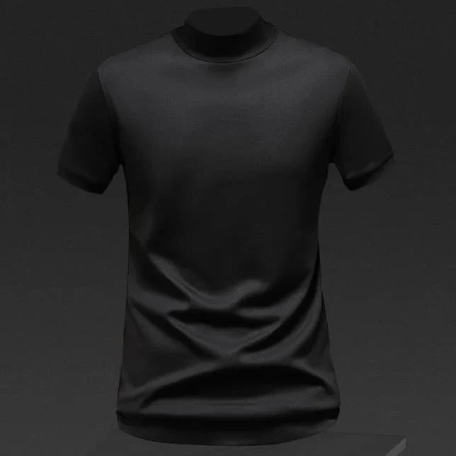 Klassisk Y2K Turtleneck T-skjorte for Herre – Kortermet Streetwear i Myk Modal